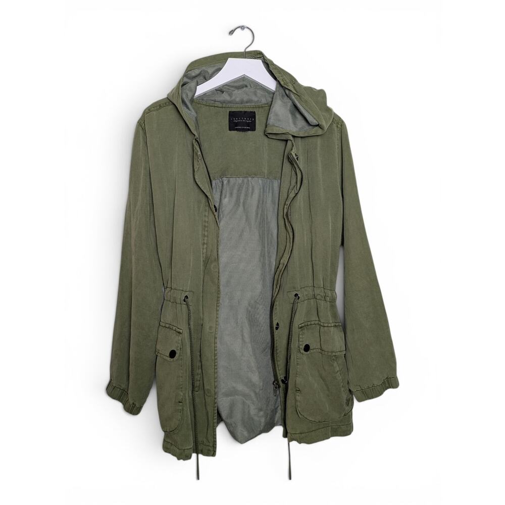 SANCTUARY by Anthropologie Drawstring Hoodie Utility Jacket Fatigue Green - M